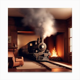 Train In The Living Room Canvas Print
