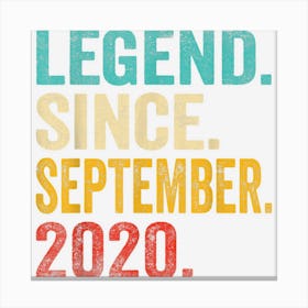 Legend Since September 2020 2 Years Old 2nd Birthday Gifts Canvas Print