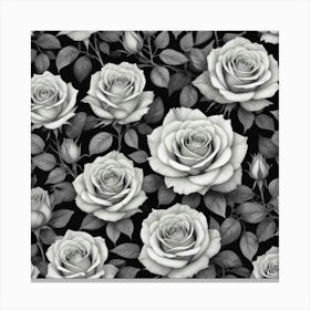 Black And White Roses Canvas Print