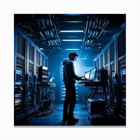 A Cutting Edge Server Room Filled To The Brim With Sleek High Tech Equipment Humming With Energy (6) Canvas Print