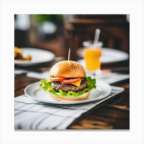 Hamburger On A Plate 12 Canvas Print