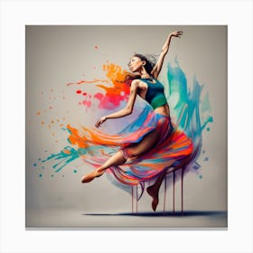 Ballerina With Colorful Splashes 2 Canvas Print