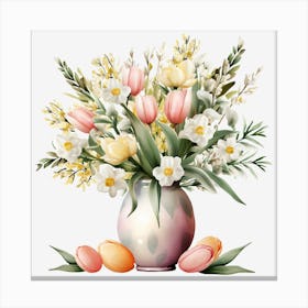 Easter Flowers In A Vase 3 Canvas Print