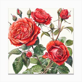 Rose Botanical Art Illustration 2 Canvas Print