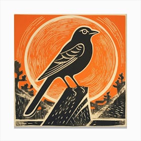 Retro Bird Lithograph Finch 1 Canvas Print