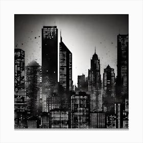 Cityscape In Black And White Canvas Print