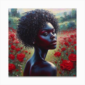 Black Woman In A Red Field Canvas Print
