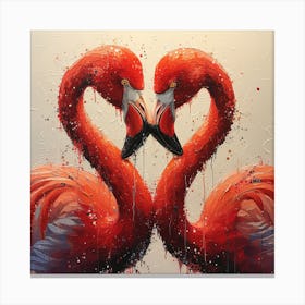 Flamingos In Love 5 Canvas Print