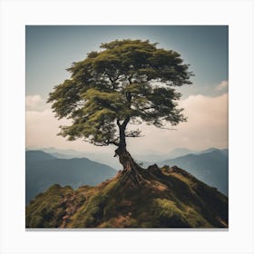 Lone Tree On Top Of Mountain 12 Canvas Print