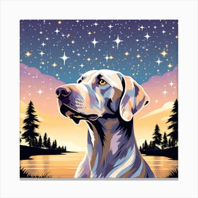 Weimaraner, colorful dog illustration, dog portrait, animal illustration, digital art, pet art, dog artwork, dog drawing, dog painting, dog wallpaper, dog background, dog lover gift, dog décor, dog poster, dog print, pet, dog, vector art, dog art, dog in a starry night Canvas Print