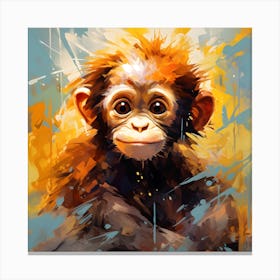 Abstract Colorful Happy Orangutan Baby Canvas Print