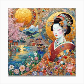 Geisha in the style of collage inspired 3 Canvas Print