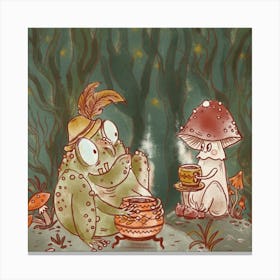 Goblin Frog And Mushroom Canvas Print