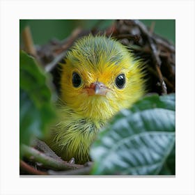 Yellow Bird In Nest Canvas Print