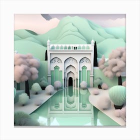 3d Illustration Mint Green Landscape Canvas Print