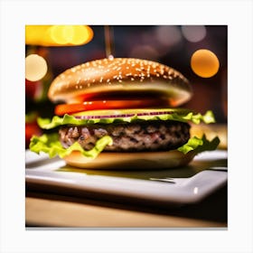 Hamburger On A Plate 9 Canvas Print