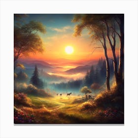 Sunrise In The Woods Canvas Print