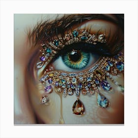 Eye Of A Woman With Jewels Canvas Print