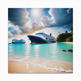 Cruise Ship On The Beach Canvas Print