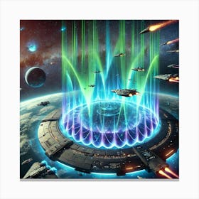 A Futuristic Sci Fi Scene Showcasing The Aurora Sh Canvas Print