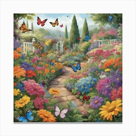 Butterfly Garden Paintings Art Print 2 Canvas Print