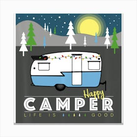 Retro Vintage Shasta Decor Camping Gift Happy Camper Canvas Print