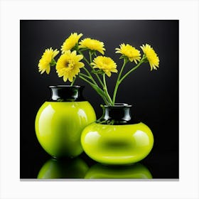 Two Vases With Yellow Flowers Canvas Print