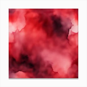 Beautiful ruby garnet abstract background. Drawn, hand-painted aquarelle. Wet watercolor pattern. Artistic background with copy space for design. Vivid web banner. Liquid, flow, fluid effect. Canvas Print