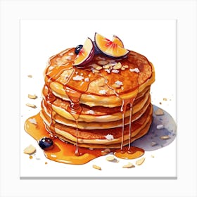 Watercolor Pancakes Illustration Canvas Print