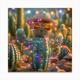 Cactus With Lights 1 Canvas Print