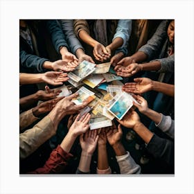 Group Of People Holding Hands 3 Canvas Print