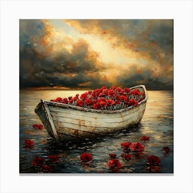 Poppies In A Boat 4 Canvas Print