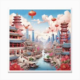 Chinese City 4 Canvas Print