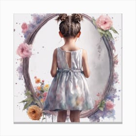 Little Girl In A Mirror Canvas Print