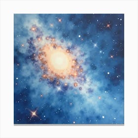 Watercolor Painting Of A Tranquil Nebula 1 Canvas Print