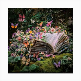 Butterflies on the Giant Book Canvas Print