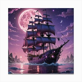 Ship In The Moonlight Canvas Print