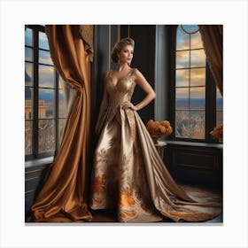 Golden Evening Dress Canvas Print