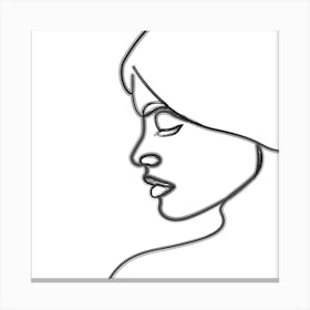 Woman Face Figure Brushed Art Canvas Print