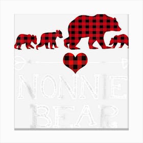 Red Plaid Nonnie Bear Matching Family Pajama Christmas Canvas Print