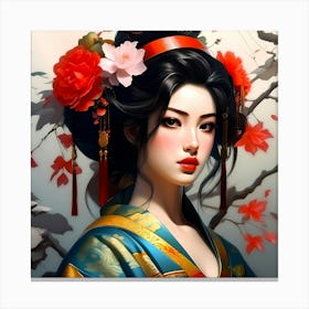 Japan Traditional Geisha Illustration By Ad 157 Canvas Print