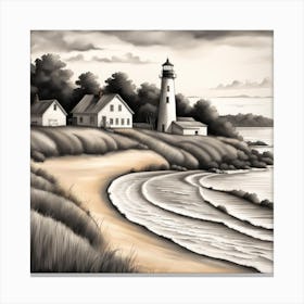 Lighthouse At Dusk 1 Canvas Print