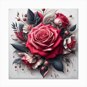 Aesthetic style, Large red rose flower Canvas Print