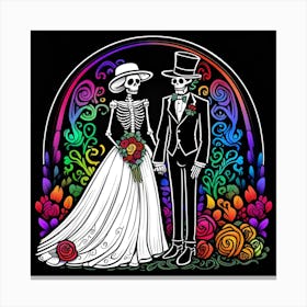 Day Of The Dead Wedding rainbow colors 3 Canvas Print