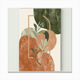 Abstract boho wall art in beige and green Canvas Print