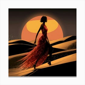 Woman In A Red Dress 1 Canvas Print