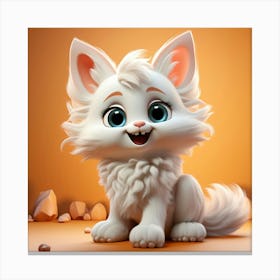 Cute White Cat Canvas Print