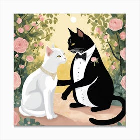 Black And White Cats Canvas Print