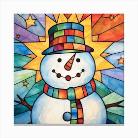 Snowman Stained Glass 5 Canvas Print