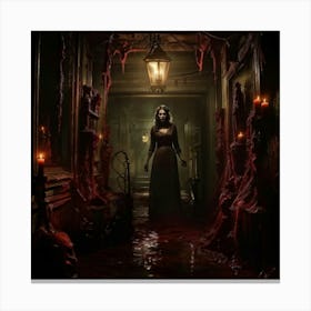 Vintage Horror Scenes Depicted Across A Chaotic Spectrum Chiaroscuro Lighting Dominates With Eerie (3) Canvas Print